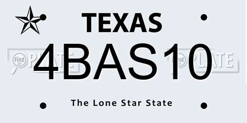 4BAS10 Texas License Plate