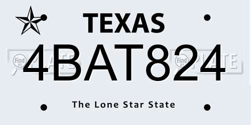 4BAT824 Texas License Plate