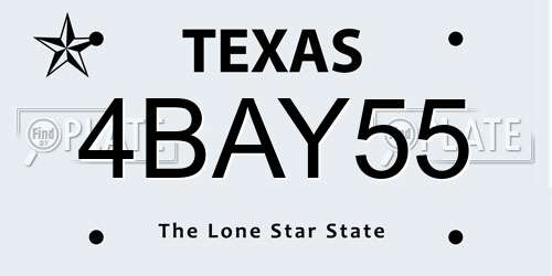 4BAY55 Texas License Plate
