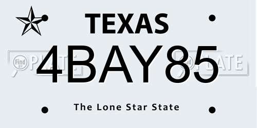 4BAY85 Texas License Plate