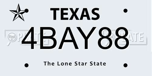4BAY88 Texas License Plate