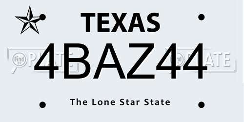 4BAZ44 Texas License Plate