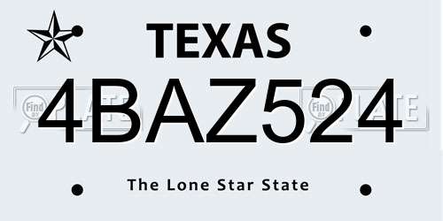 4BAZ524 Texas License Plate