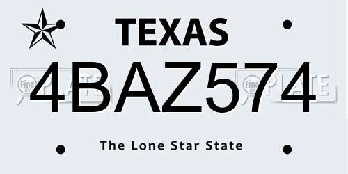 4BAZ574 Texas License Plate