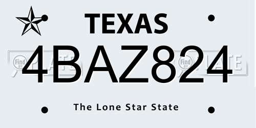 4BAZ824 Texas License Plate