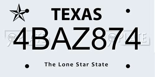 4BAZ874 Texas License Plate
