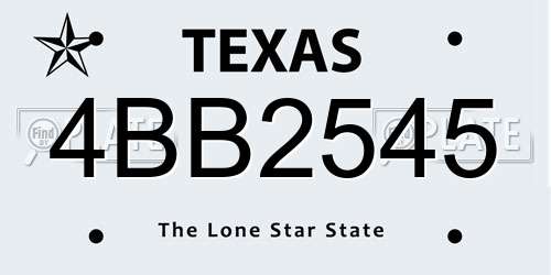 4BB2545 Texas License Plate
