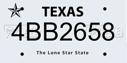 4BB2658 Texas License Plate