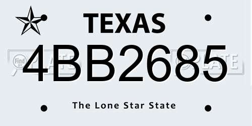 4BB2685 Texas License Plate