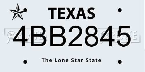 4BB2845 Texas License Plate