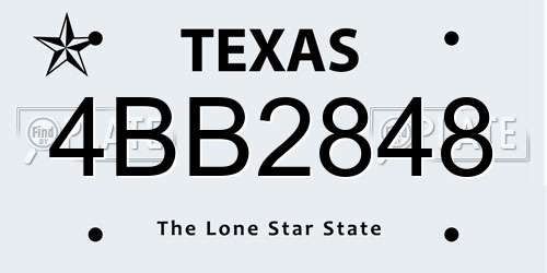 4BB2848 Texas License Plate