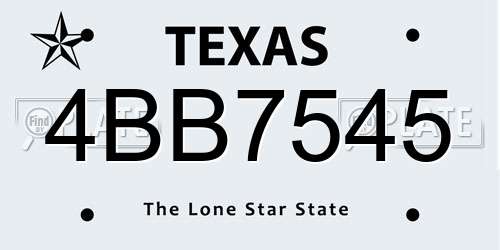 4BB7545 Texas License Plate