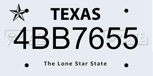 4BB7655 Texas License Plate