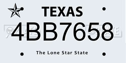 4BB7658 Texas License Plate