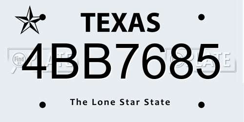 4BB7685 Texas License Plate
