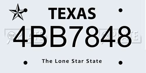4BB7848 Texas License Plate