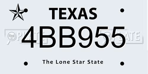 4BB955 Texas License Plate