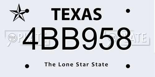 4BB958 Texas License Plate