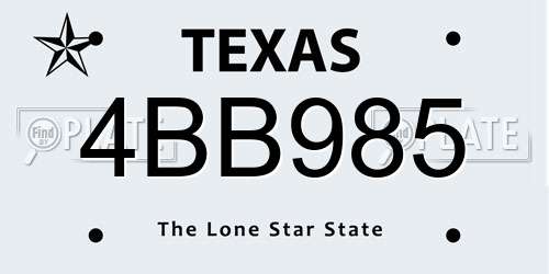 4BB985 Texas License Plate