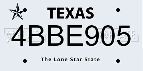 4BBE905 Texas License Plate