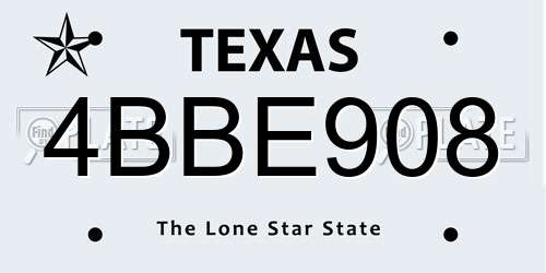 4BBE908 Texas License Plate