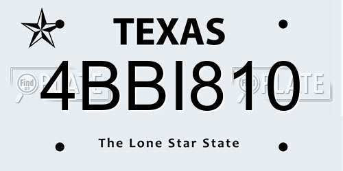 4BBI810 Texas License Plate