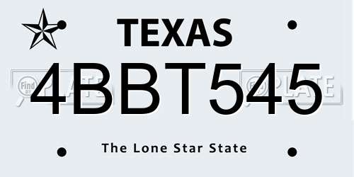 4BBT545 Texas License Plate