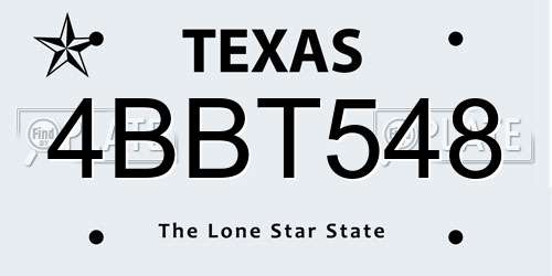 4BBT548 Texas License Plate