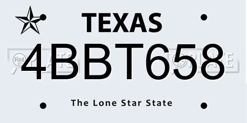 4BBT658 Texas License Plate