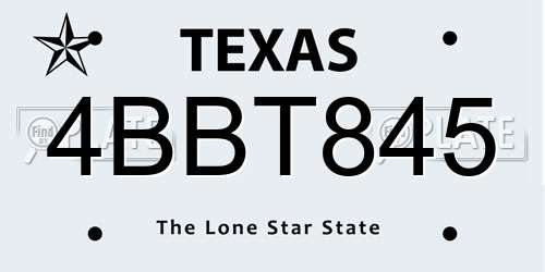 4BBT845 Texas License Plate