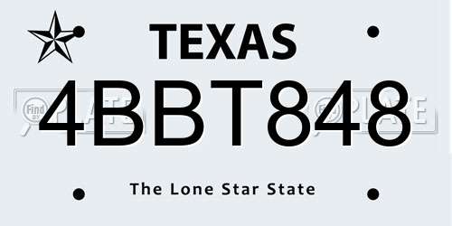 4BBT848 Texas License Plate