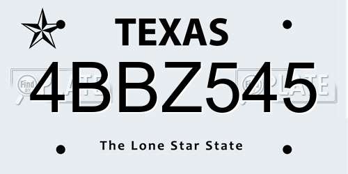 4BBZ545 Texas License Plate