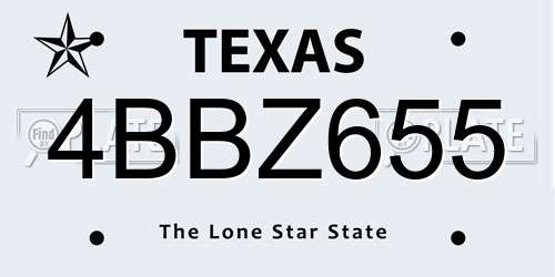4BBZ655 Texas License Plate