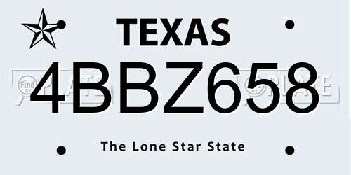 4BBZ658 Texas License Plate