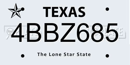 4BBZ685 Texas License Plate