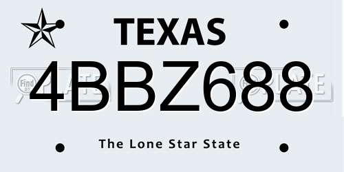 4BBZ688 Texas License Plate