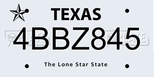 4BBZ845 Texas License Plate