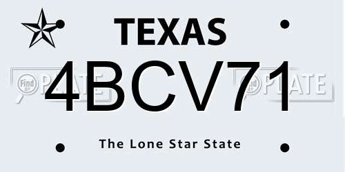 4BCV71 Texas License Plate