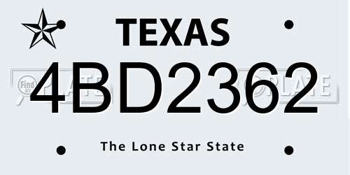 4BD2362 Texas License Plate