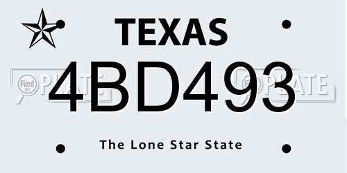 4BD493 Texas License Plate