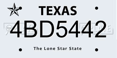 4BD5442 Texas License Plate