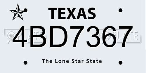 4BD7367 Texas License Plate