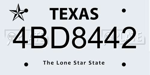4BD8442 Texas License Plate