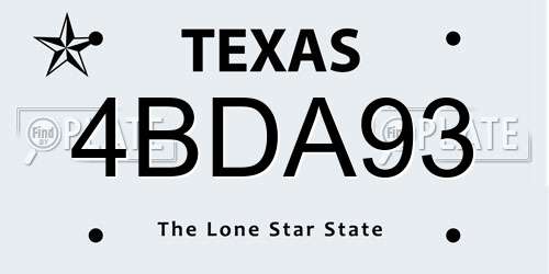 4BDA93 Texas License Plate