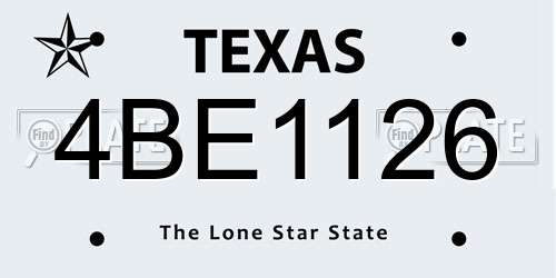 4BE1126 Texas License Plate