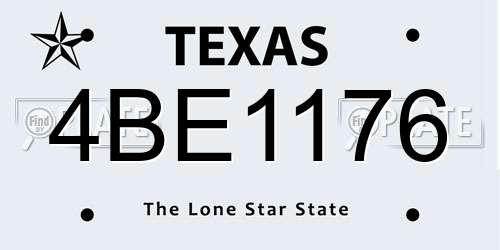 4BE1176 Texas License Plate