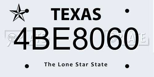 4BE8060 Texas License Plate