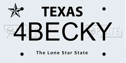 4BECKY Texas License Plate