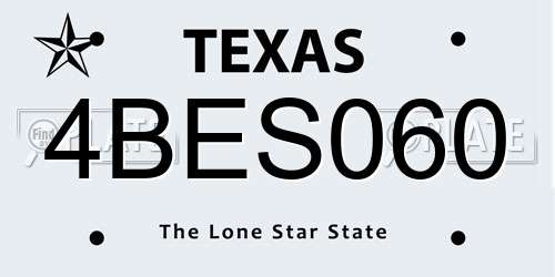 4BES060 Texas License Plate