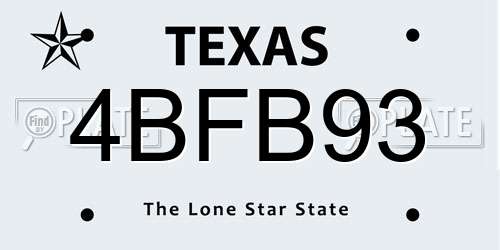 4BFB93 Texas License Plate